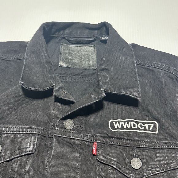 Apple WWDC 2017 WWDC17 Levi's Women's Black Denim Trucker Jacket Size XL - Picture 3 of 12